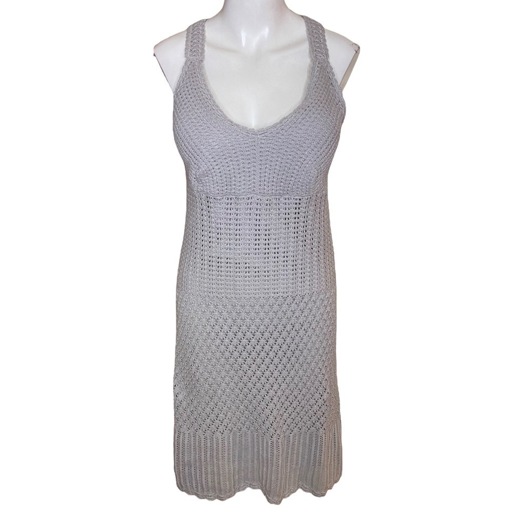 Athleta Crocheted Dress Grey Size L Fits like a 8 CD